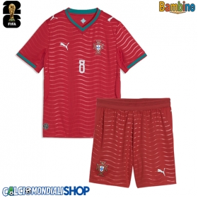 Maglie da calcio Portogallo Bruno Fernandes #8 Prima Maglia Bambino Mondiali 2026  Manica Corta (+ Pantaloni corti)